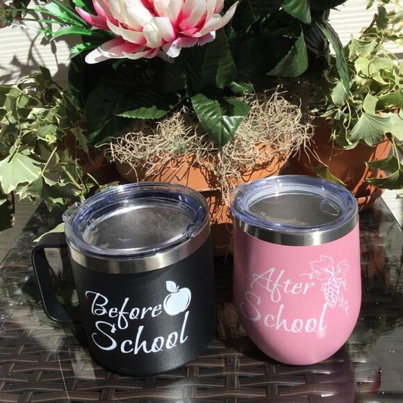 None Other - Teacher "Before School" and "After School" Mug and Stemless Wine Glass Set